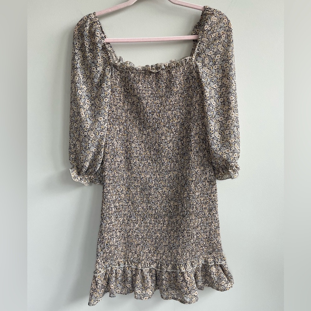 Dress Forum Blossom Smocked Ruffle Bodycon Floral Mini Dress - Picture 1 of 9